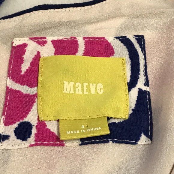 Anthropologie Maeve Peralta Bird Floral Dress w/ Pockets in Pink & Blue, Size 4 - Picture 8 of 15